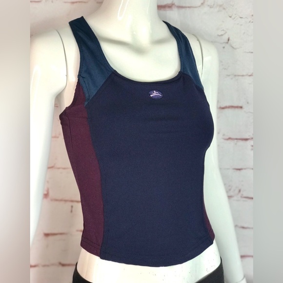 HANES Sport COOLMAX Racer Back Colorblock Workout Tank Navy Blue & Maroon Size S - Picture 14 of 15